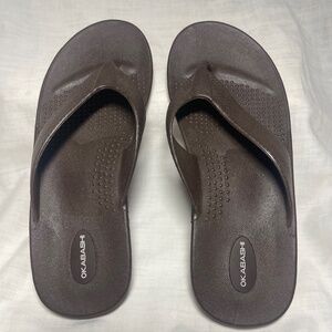 Okabashi Flip Flops Brown Sz 11 Unisex Therapeutic Beach, Vacation, Cruise, surf